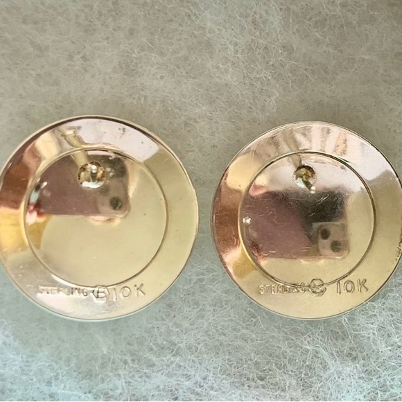 Birks 10k Gold & Sterling Silver Earrings - Picture 2 of 2